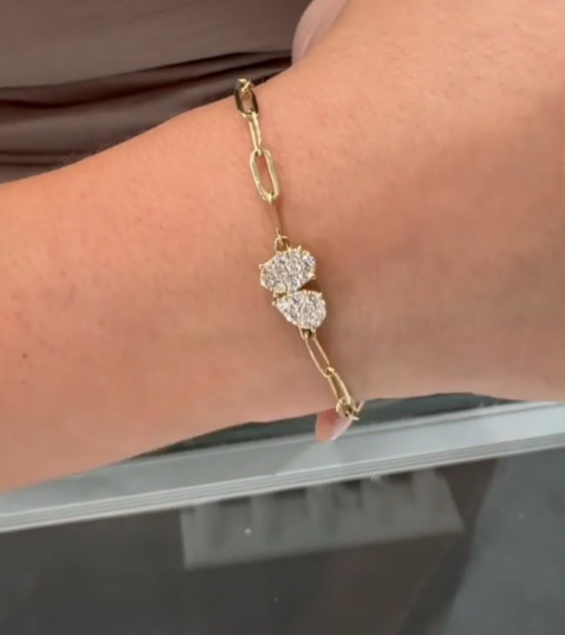 Bracelet trombone en or jaune 14K avec diamants 0.51 carats en vente 2