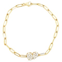 14K Yellow Gold Paperclip Bracelet with Diamonds 0.51 Carats