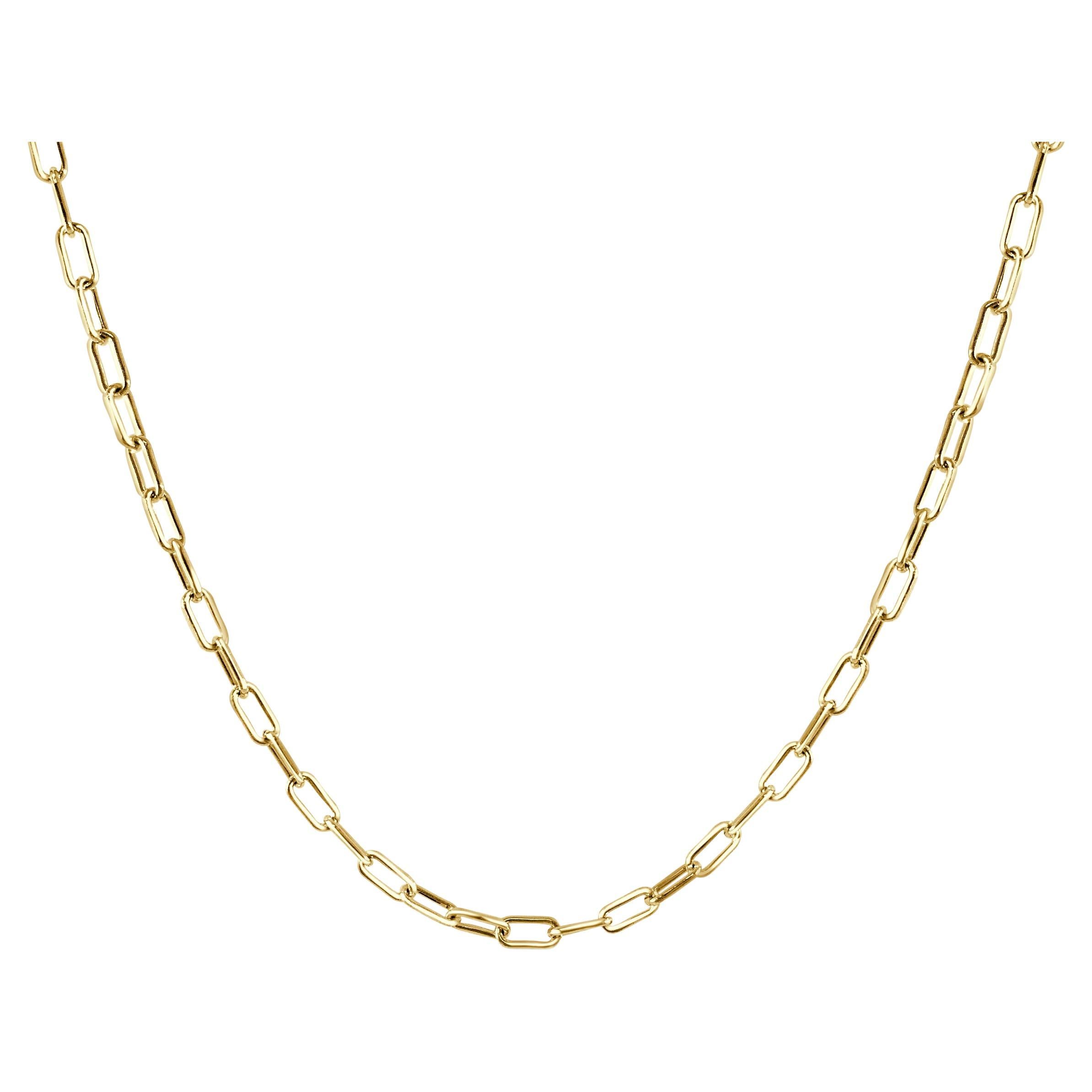 14K Yellow Gold Paperclip Chain For Sale