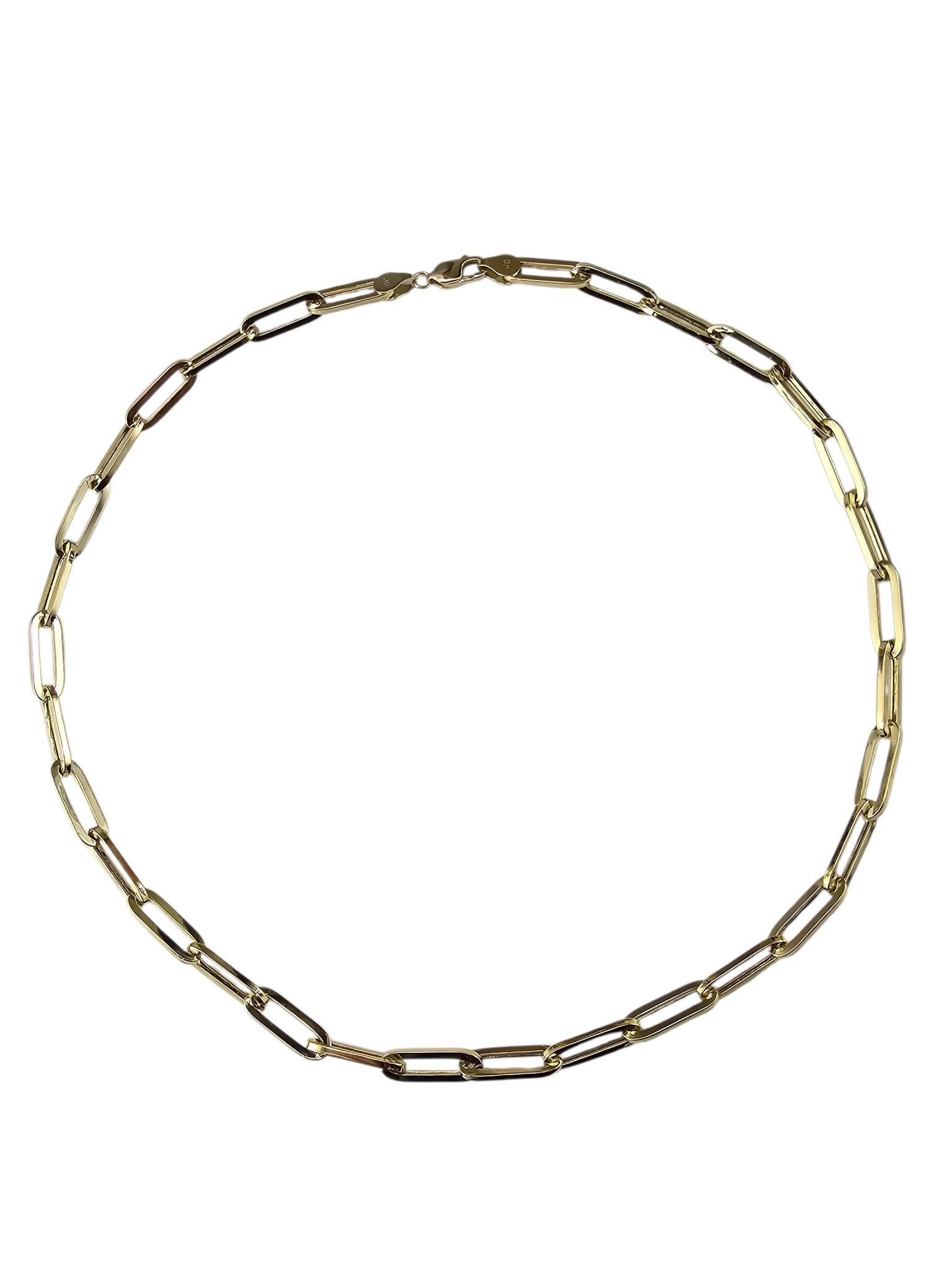 14K Yellow Gold Paperclip Link Necklace 20" #24622 For Sale