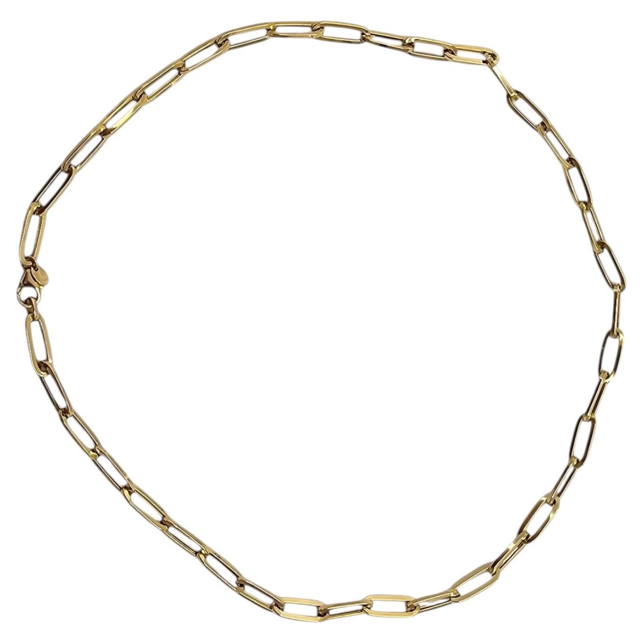 Collana con maglie a forma di graffetta in oro giallo 14K, 20" #25740 in vendita