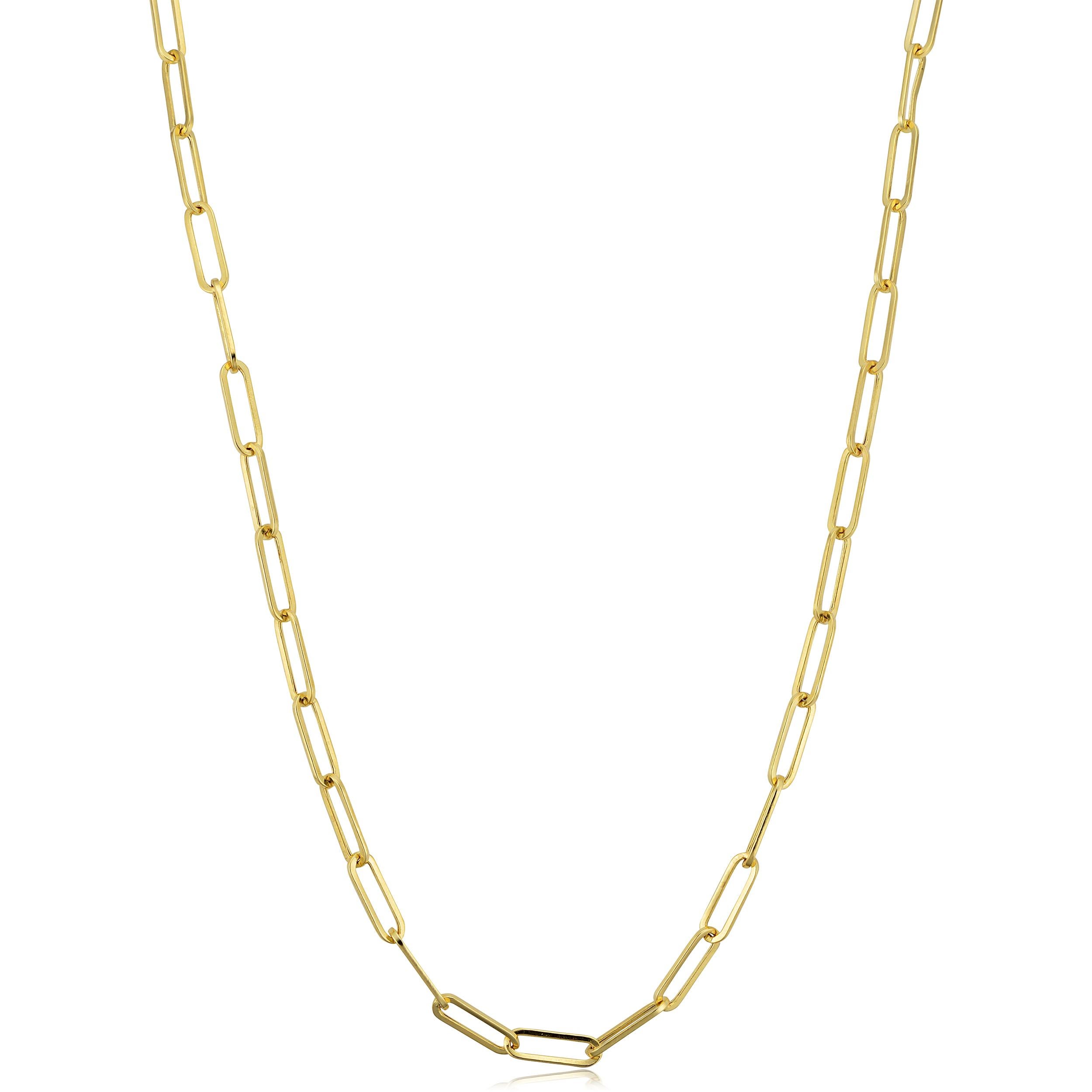 14K Yellow Gold Paperclip Link Necklace 20