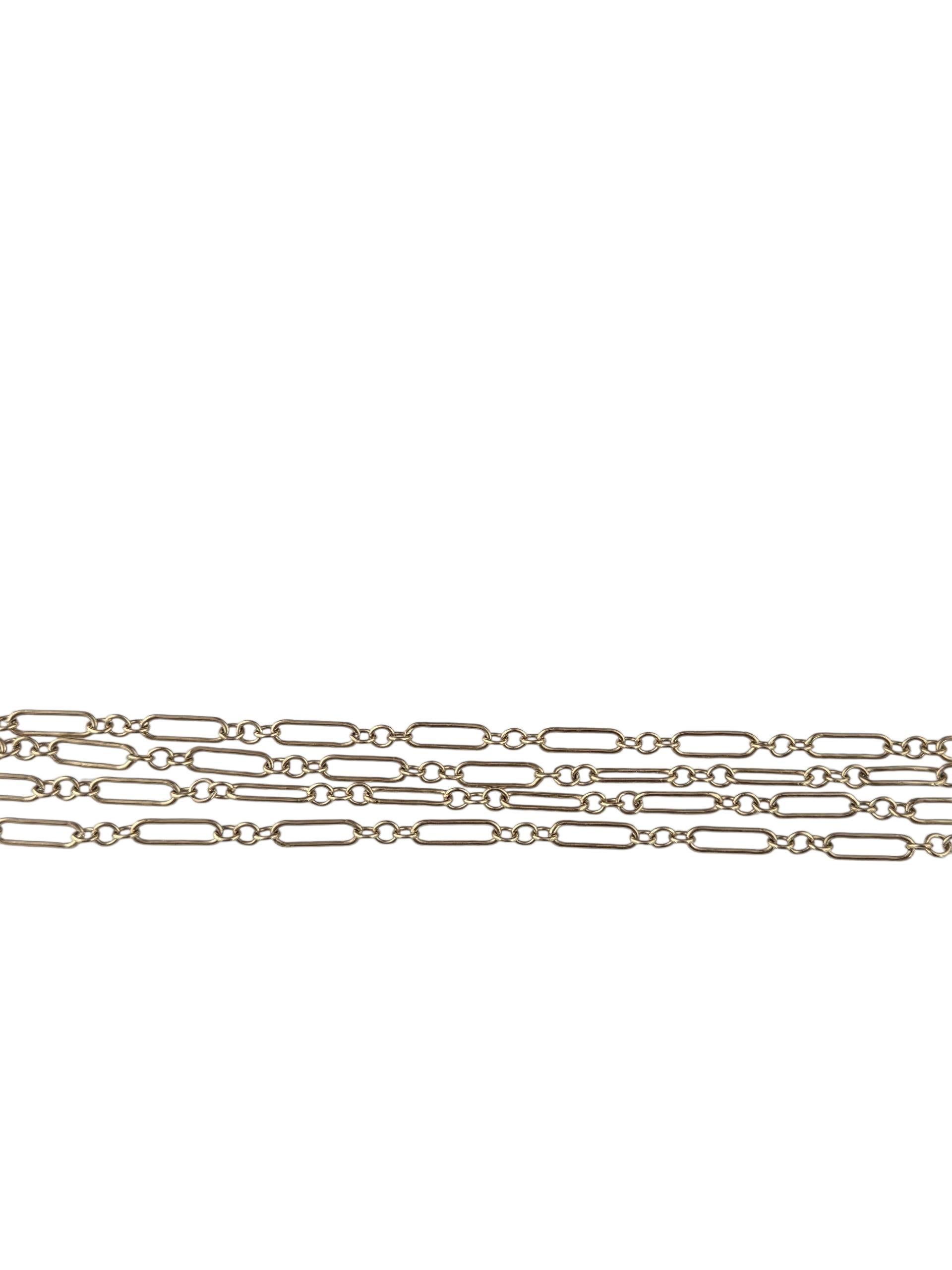 Collier trombone en or jaune 14K

Réalisé en or jaune 14k lumineux, ce collier à maillons en forme de trombone incarne un style raffiné et une simplicité intemporelle.

Poinçon : 14k

Poids : 9,1g/ 5,9dwt

Taille : 27in X 3.2mm

Très bon état et