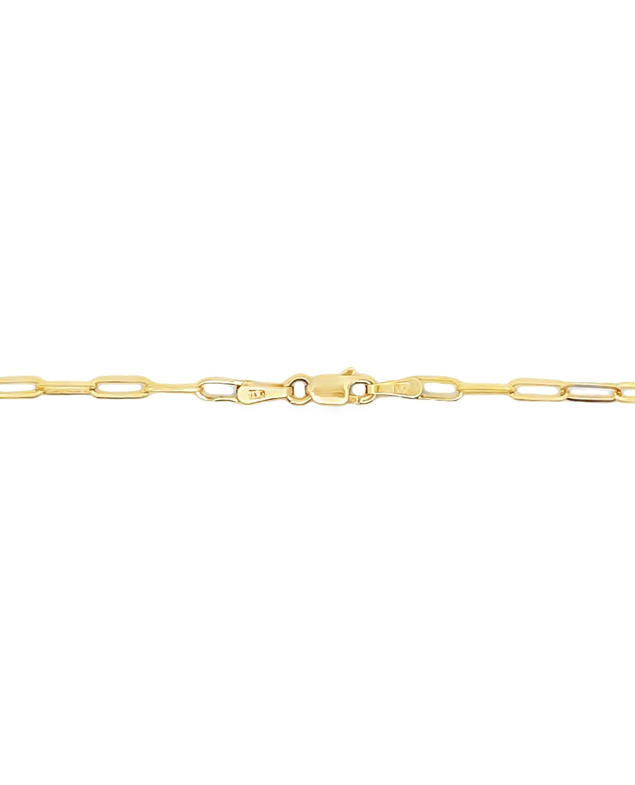 Contemporary 14K Yellow Gold Paperclip Necklace with Emerald and Diamond Pendant