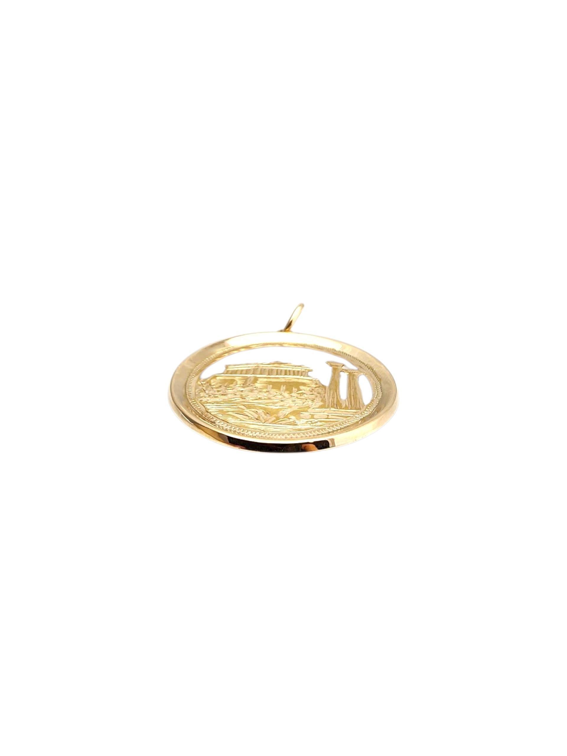 Women's 14K Yellow Gold Parthenon Temple Pendant #22768 For Sale