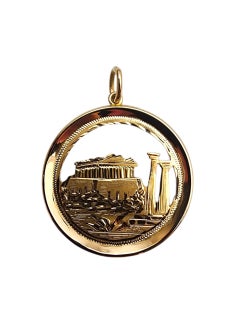 14K Yellow Gold Parthenon Temple Pendant #22768
