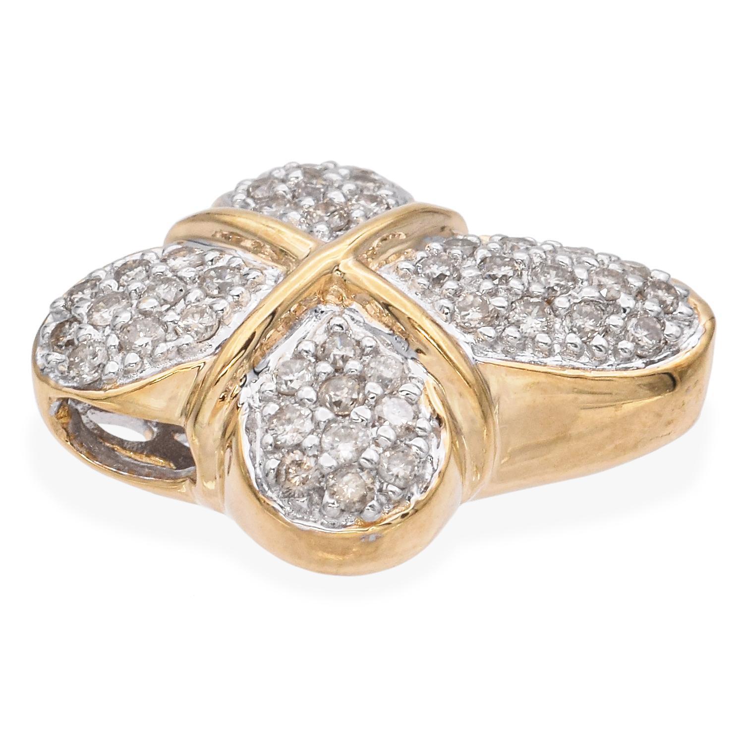 Contemporain Pendentif en or jaune 14K Pavé 0.69 TCW Diamond Cross Slider en vente
