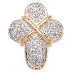 14K Yellow Gold Pavé 0.69 TCW Diamond Cross Slider Pendant