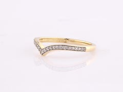 14K Yellow Gold Pave Diamond Chevron Wishbone Band