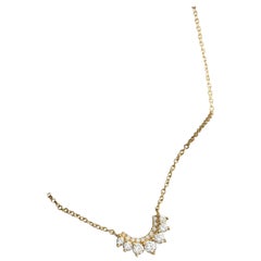 Collar curvo de diamantes pavé de oro amarillo de 14k Regalo de joyería de boda.