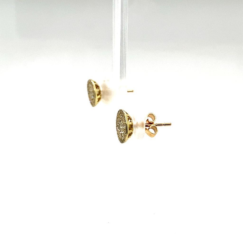 Pendientes de diamantes con pavé de oro amarillo de 14 quilates en Excelente estado para la venta en New York, NY