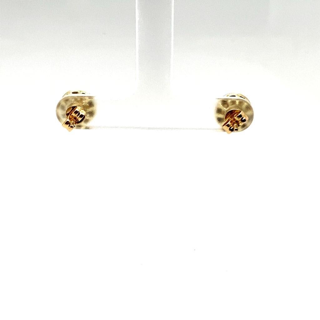 Women's 14 Karat Yellow Gold Pave Diamond Earrings For Sale