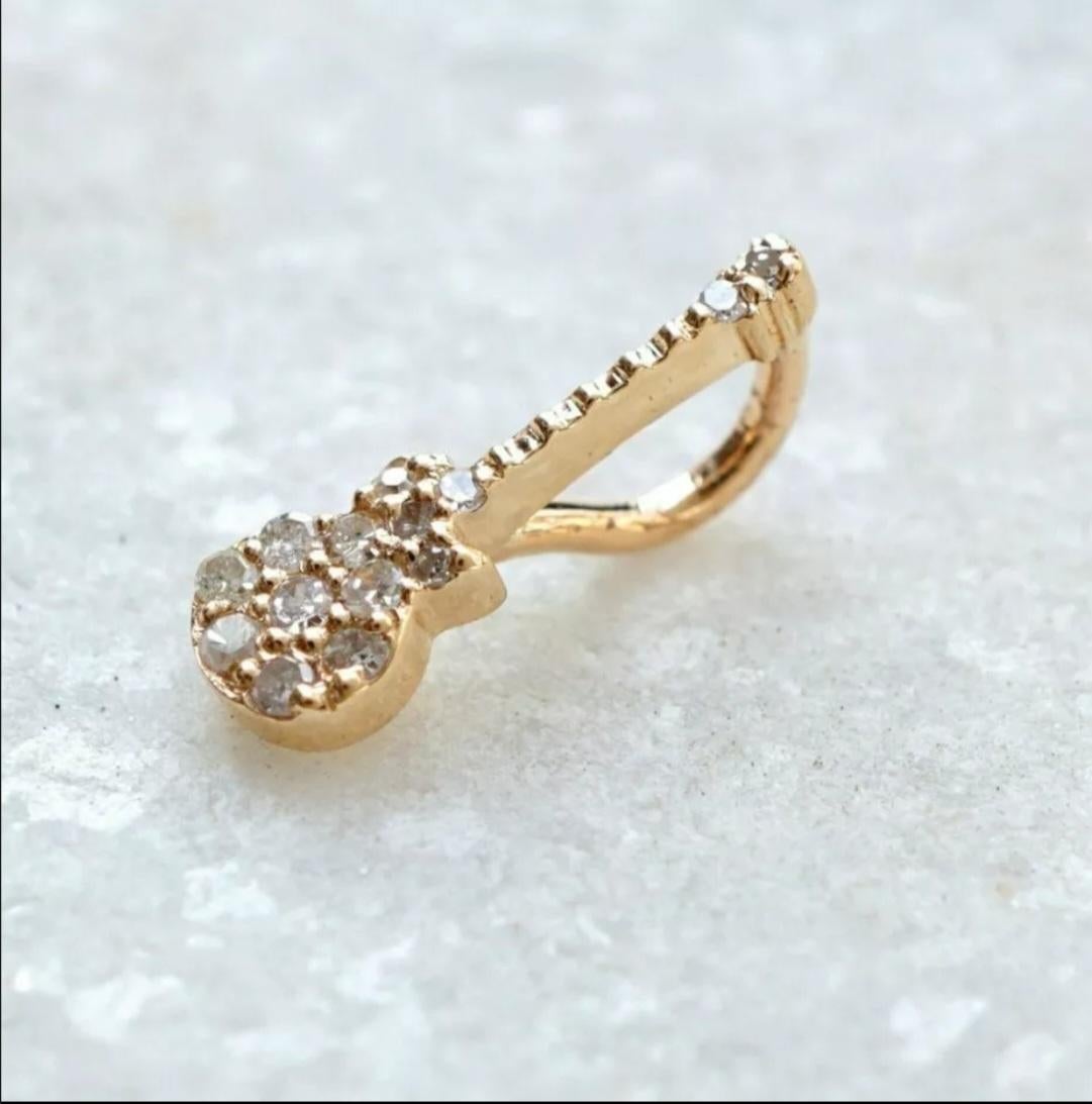 da uomo o donna Ciondolo con charme per chitarra in oro giallo 14k con diamanti in pavé Ciondolo per amanti della musica in vendita