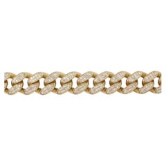 14k Yellow Gold Pave Diamond-Look Cuban Link Bracelet