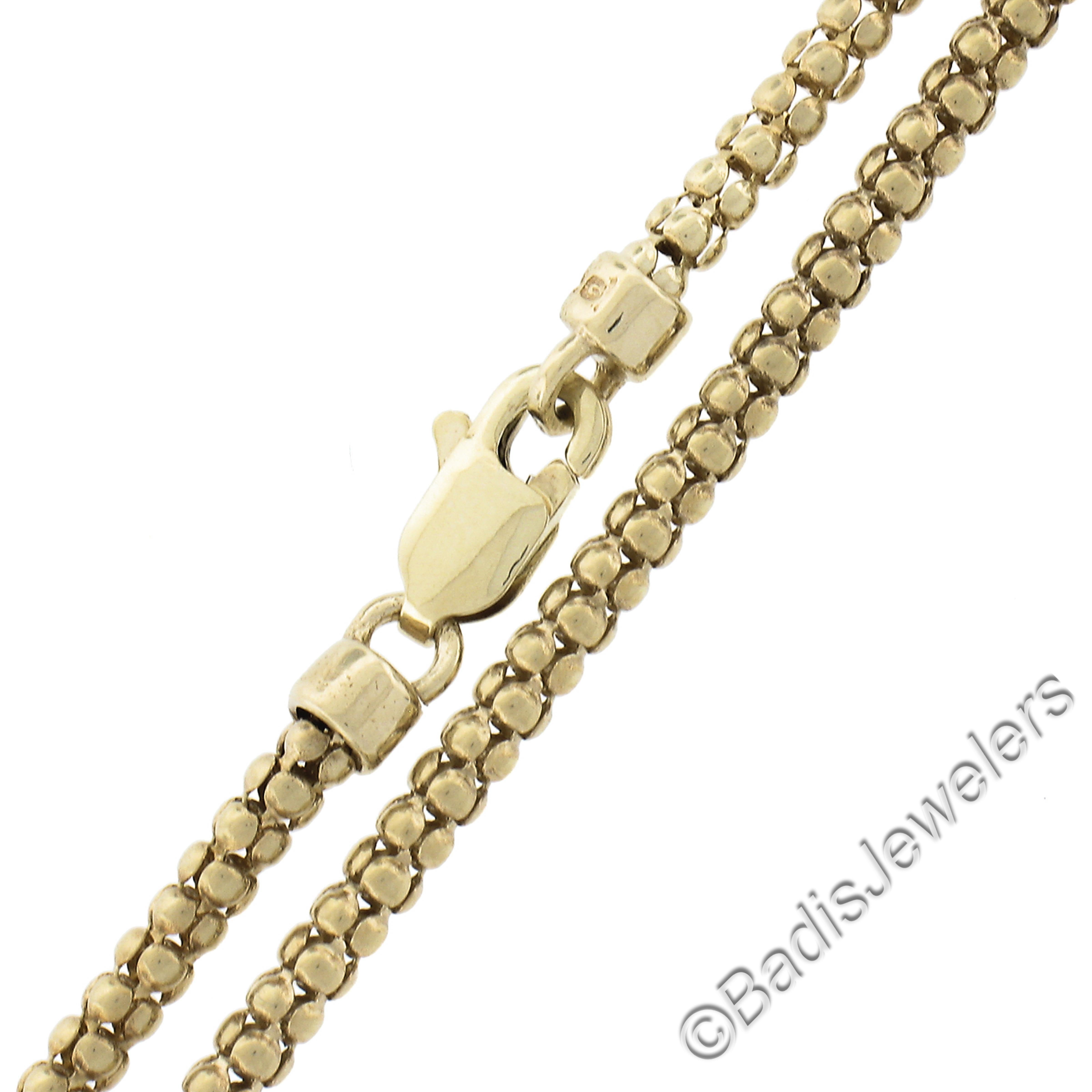 Ciondolo a cuore aperto in oro giallo 14k con pavé di diamanti Collana a catena A Link da 17 pollici in vendita 3