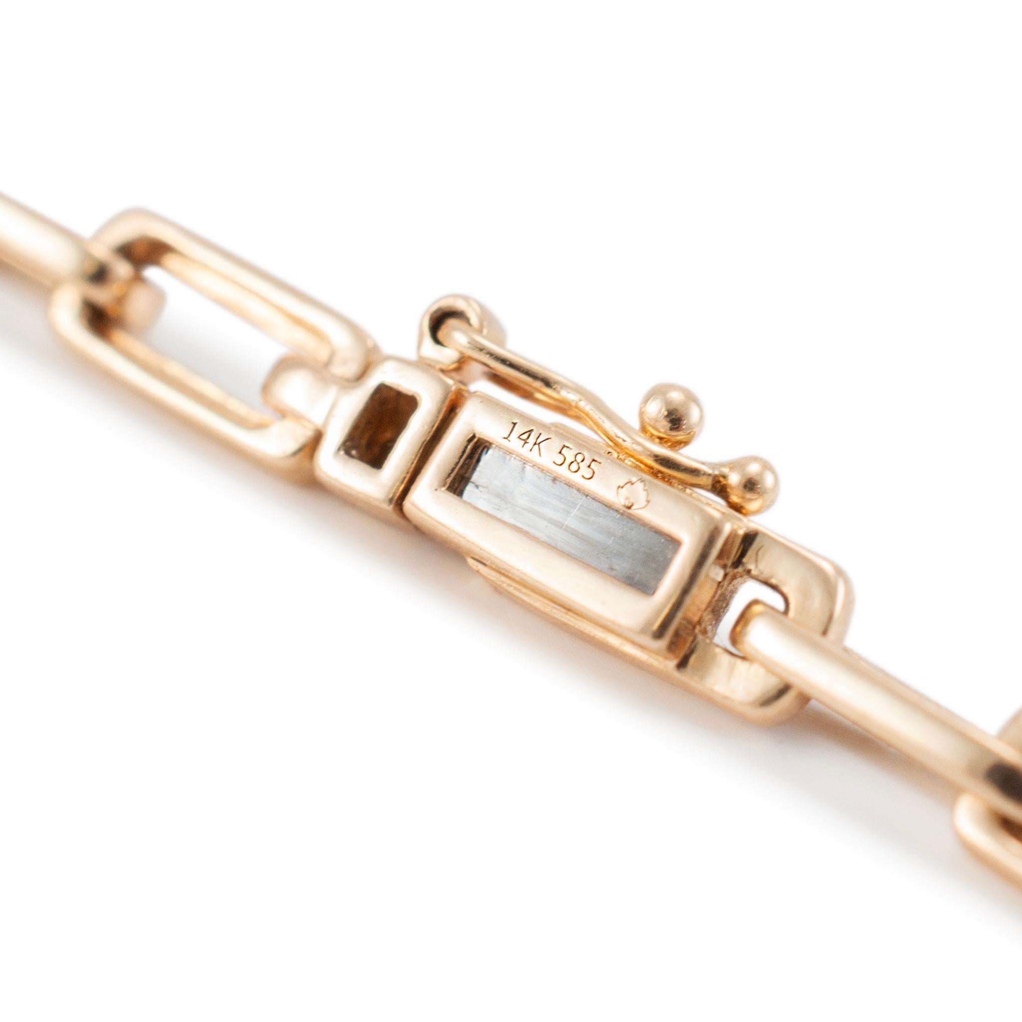 14K Gelbgold Pave Diamant Rechteckiges Papier-Clip-Gliederarmband im Zustand „Hervorragend“ in Houston, TX