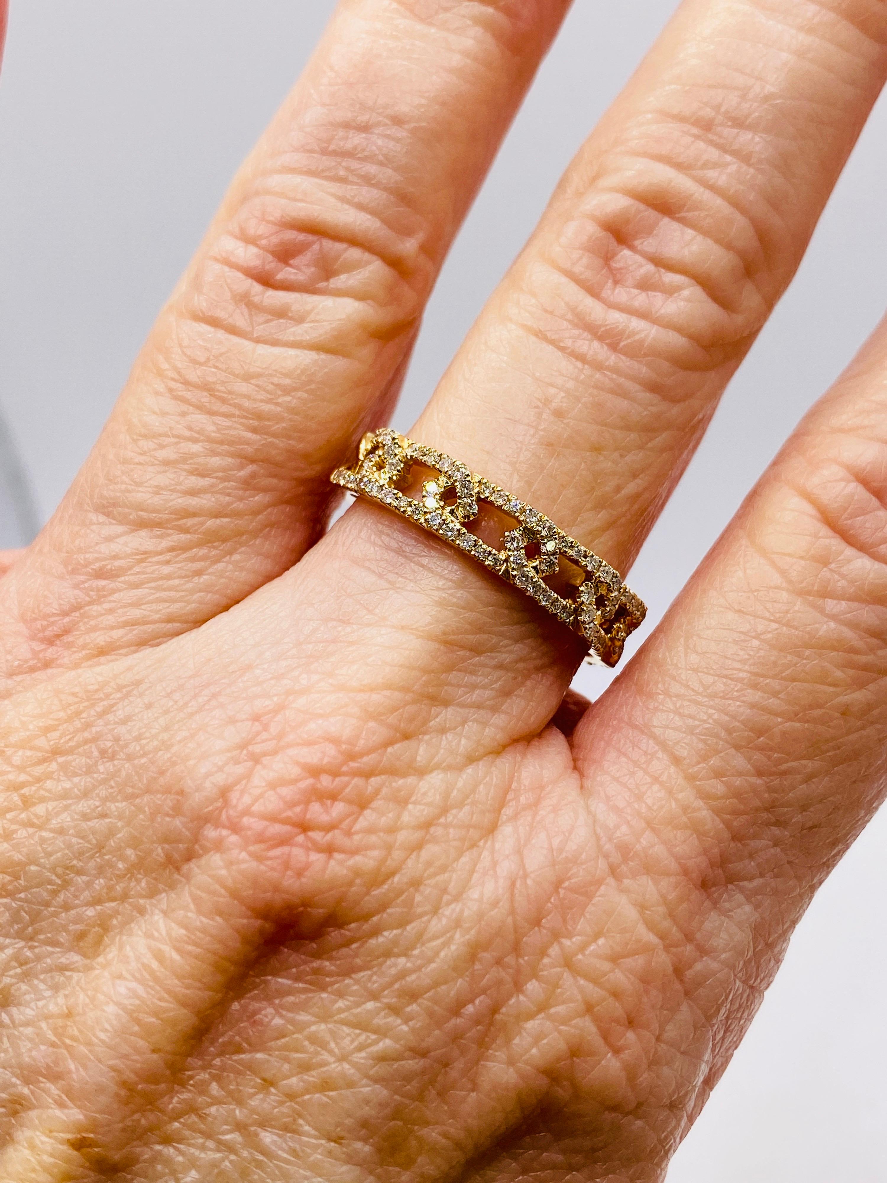 14k yellow gold ring .42 ctw pave set diamond ring. Size 7
