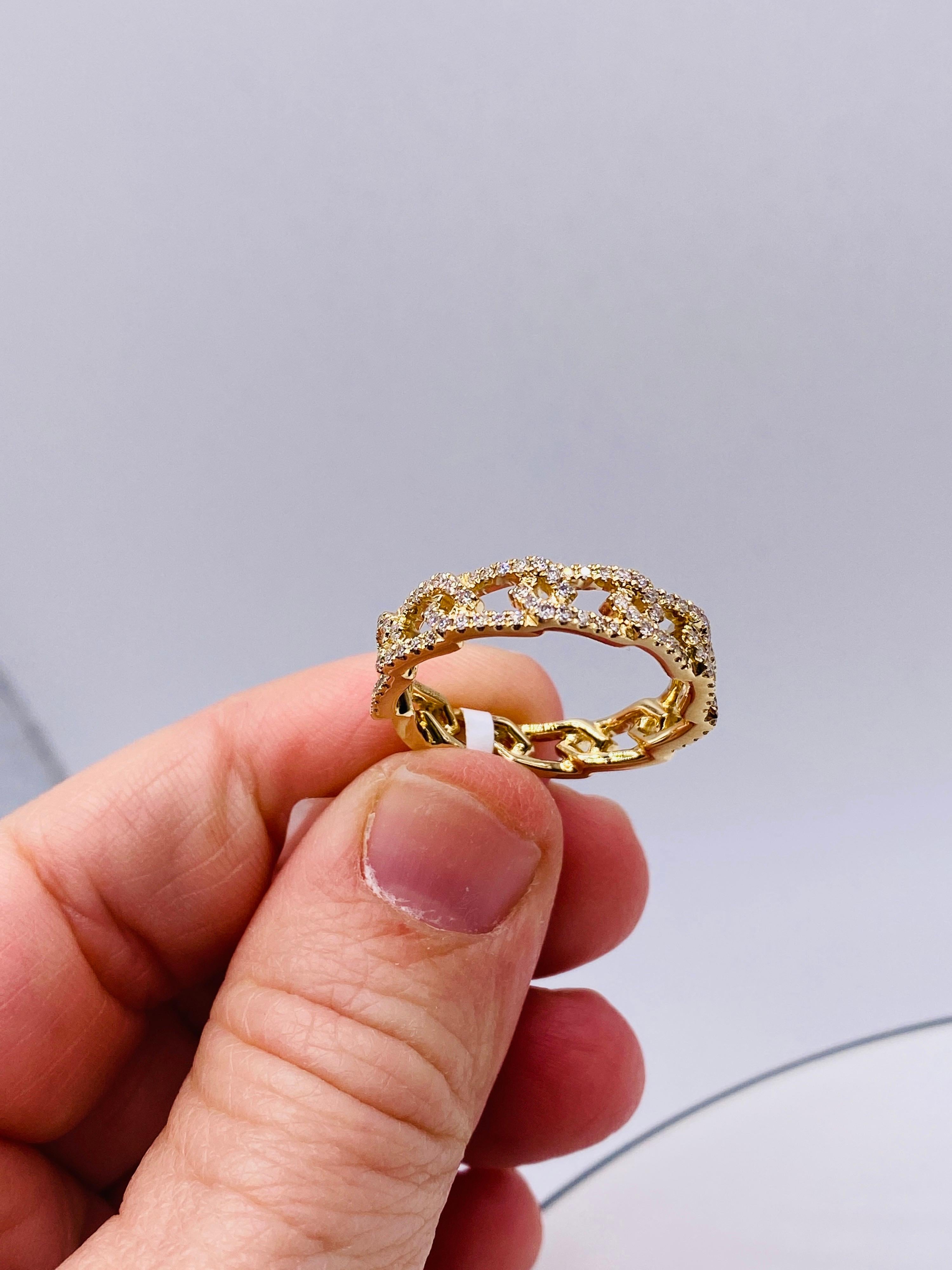 Contemporary Pave Diamond Yellow Gold Ring
