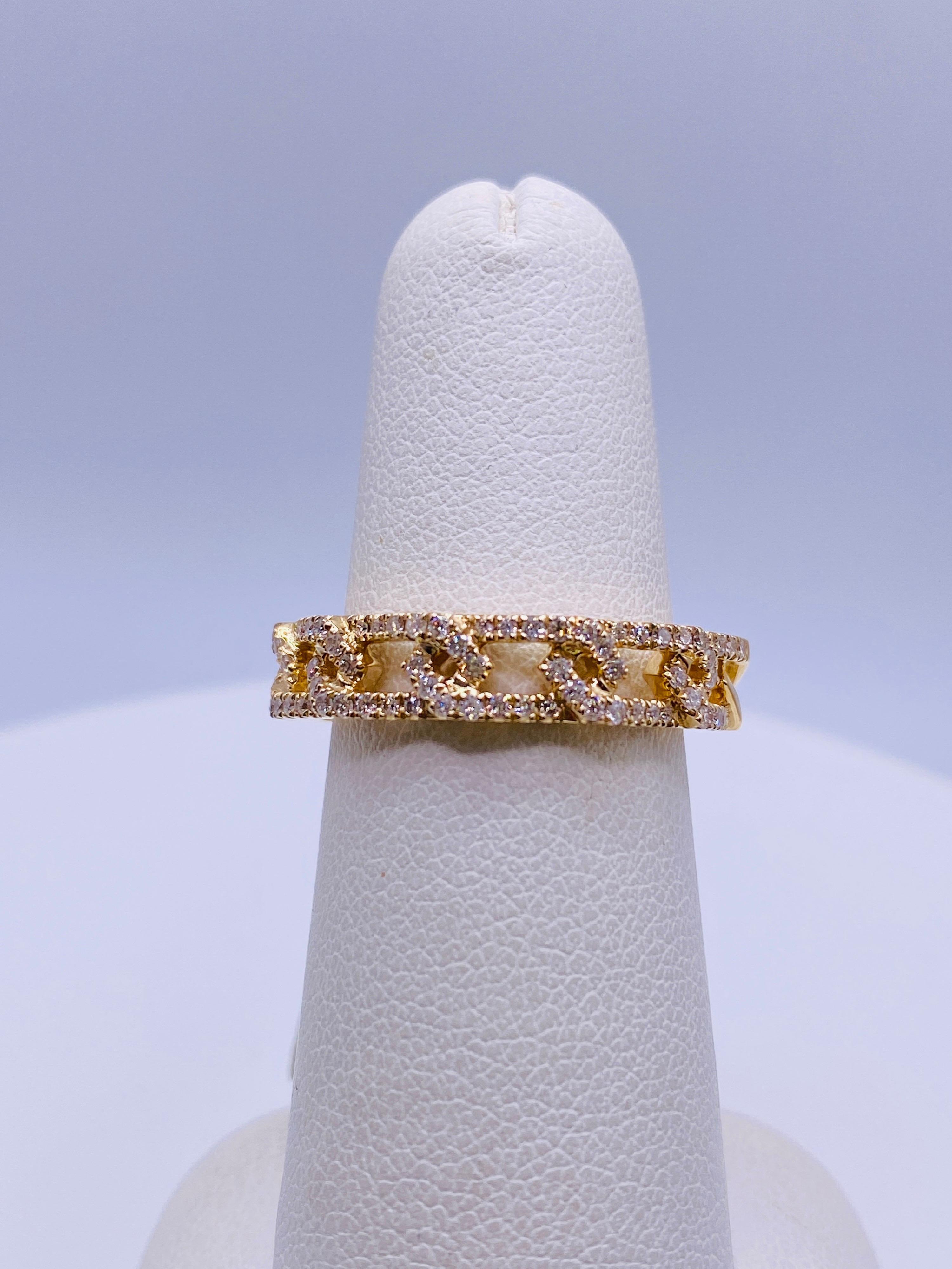 Brilliant Cut Pave Diamond Yellow Gold Ring