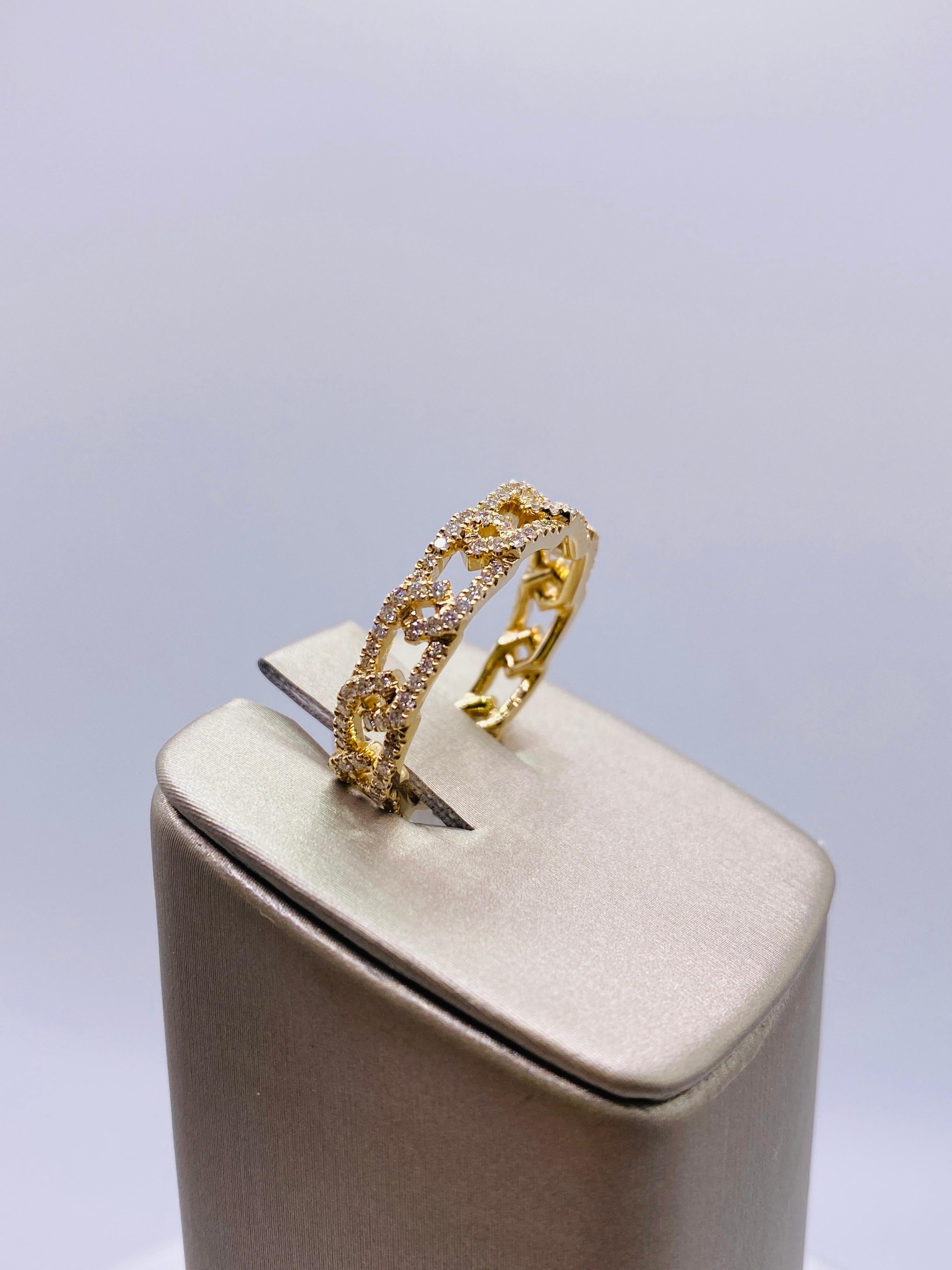 Pave Diamond Yellow Gold Ring In New Condition In DALLAS, TX