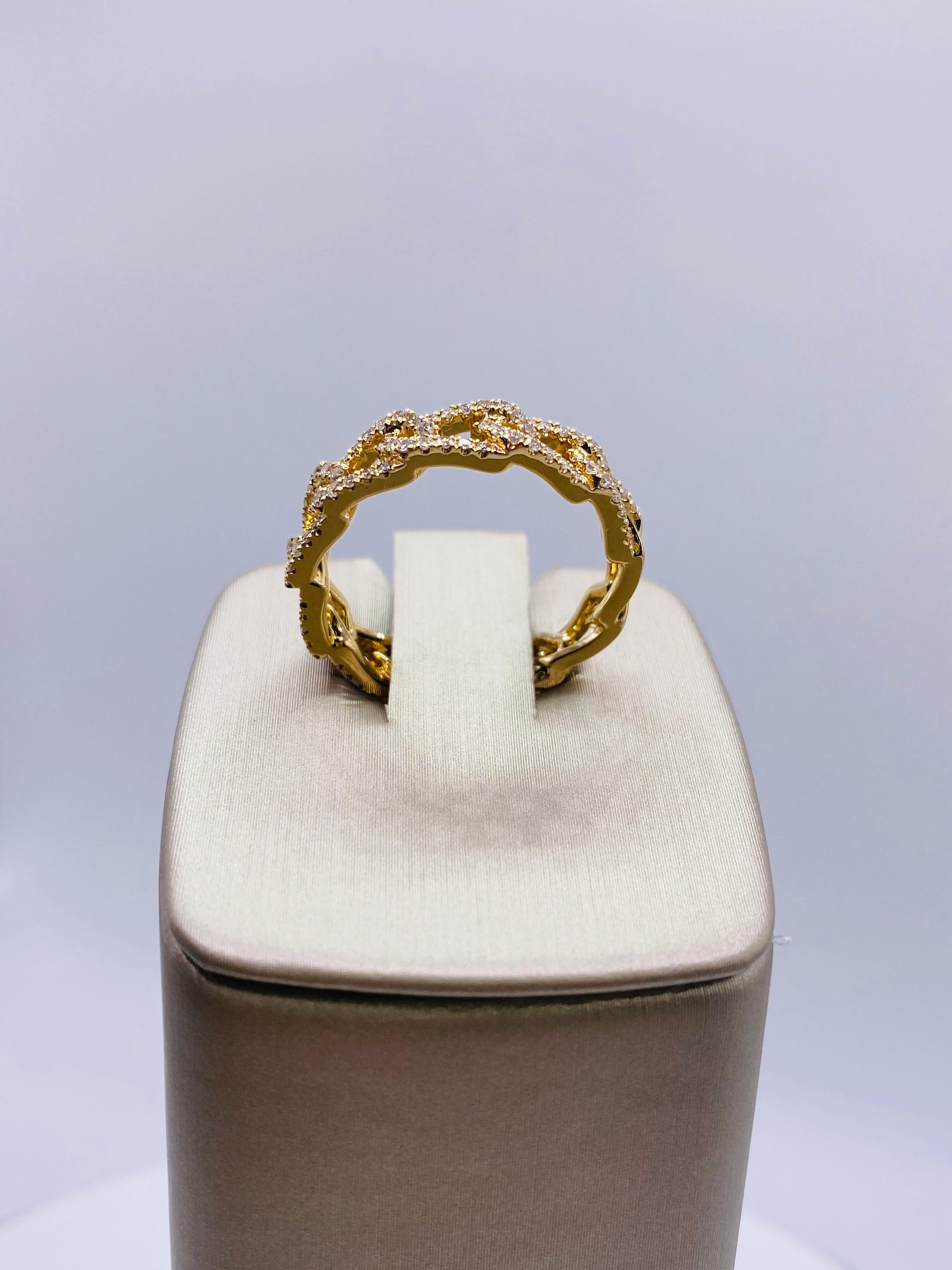 Women's or Men's Pave Diamond Yellow Gold Ring