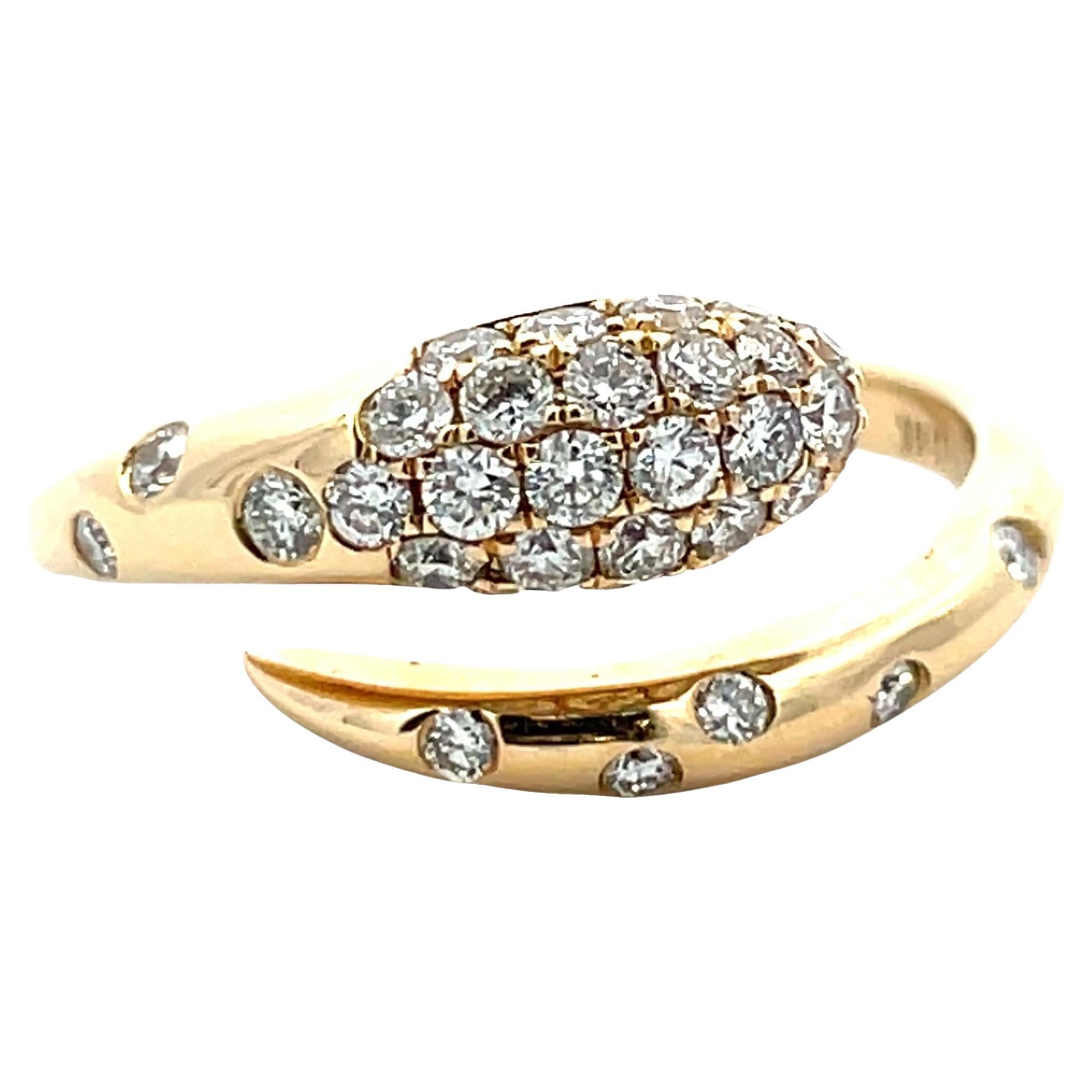 14K Yellow Gold Pave Diamond Serpent Ring with 0.57 Carat Weight of Diamond