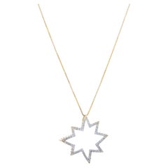 Vintage 14K Yellow Gold Pave Diamond Star Necklace