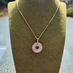 14K Yellow Gold Pave Disc Round Pendant