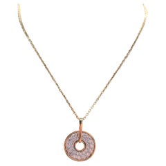 14K Yellow Gold Pave Disc Round Pendant