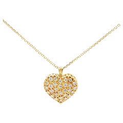 14 Karat Gelbgold Pave Herz-Anhänger mit Diamanten