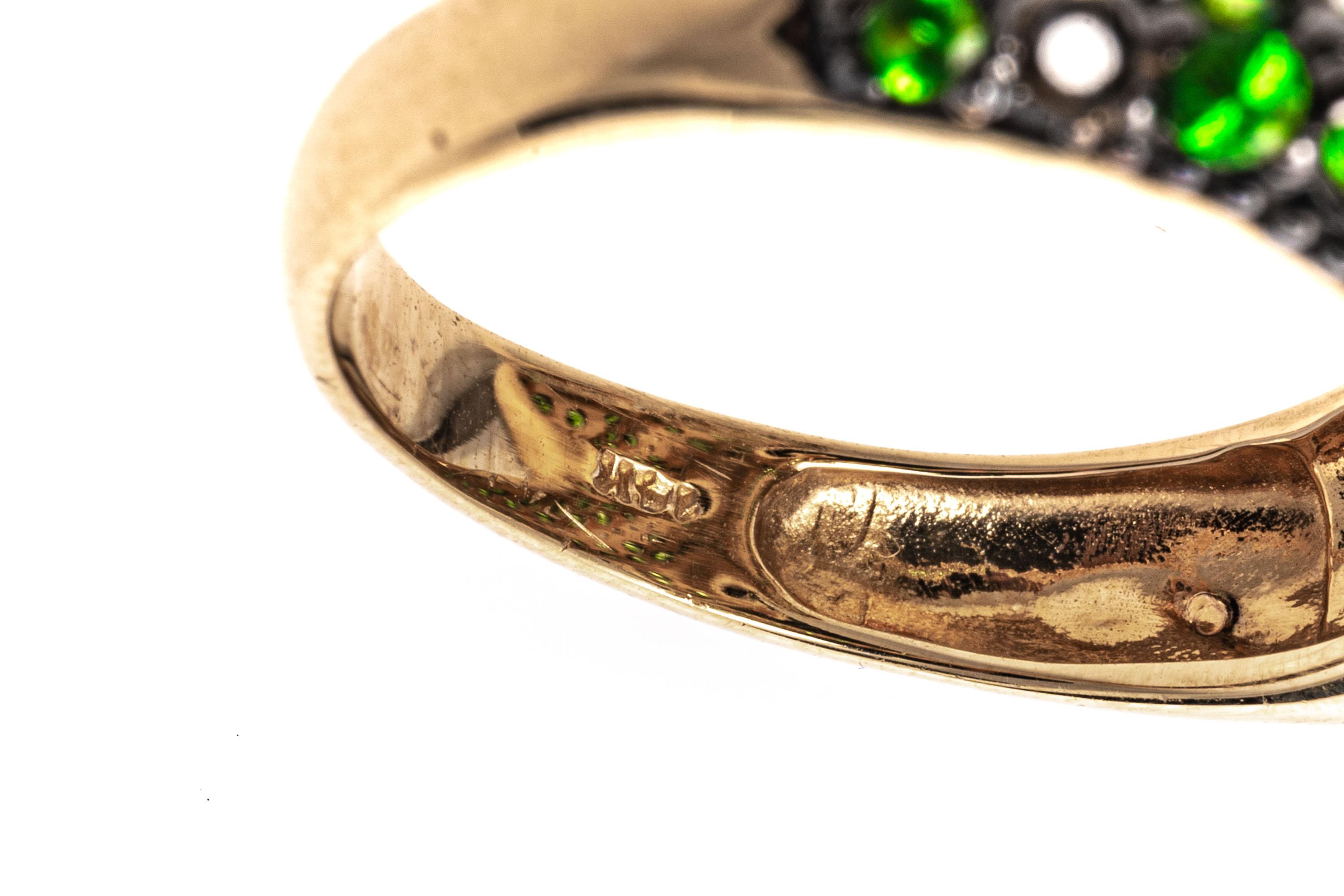 14k Yellow Gold Pave Tsavorite And Diamond Bypass Lizard Ring, Size 7.25 For Sale 6