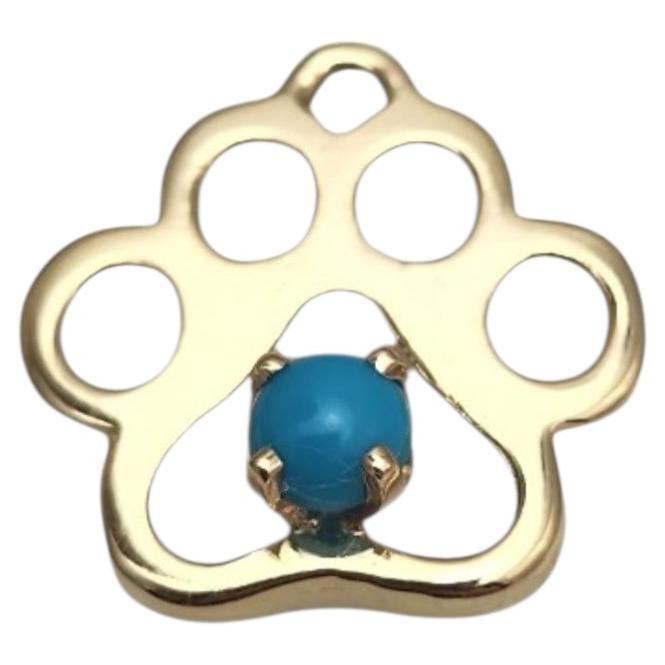 14K Yellow Gold Paw Print Charm Pendant #25420