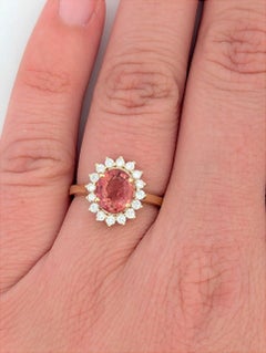 Calista  14K Yellow Gold Ring with Peach Tourmaline & 0.35ctw Natural Diamonds