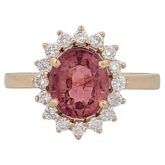 Calista  14K Yellow Gold Peach Tourmaline & Diamond Ring  Elegant Gemstone
