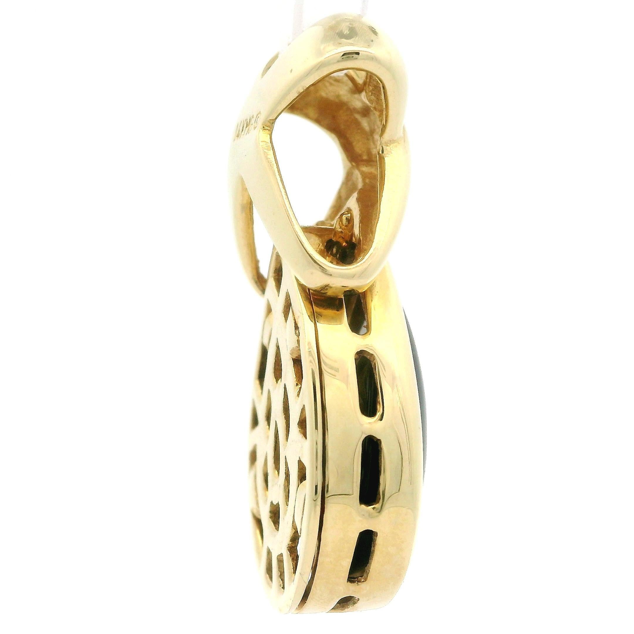Pendentif Slide en or jaune 14k Cabochon poire Onyx noir Figure 