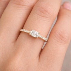 14K Yellow Gold Pear Cut Diamond Eternity Stackable Band Ring