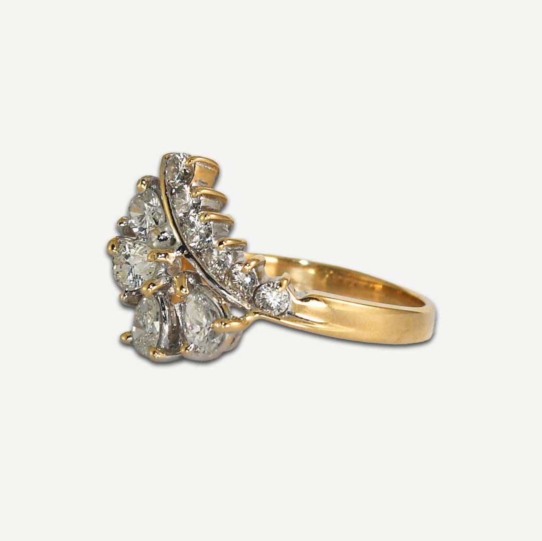 14K Yellow Gold Pear Cut Diamond Ring 1.00ct For Sale 2