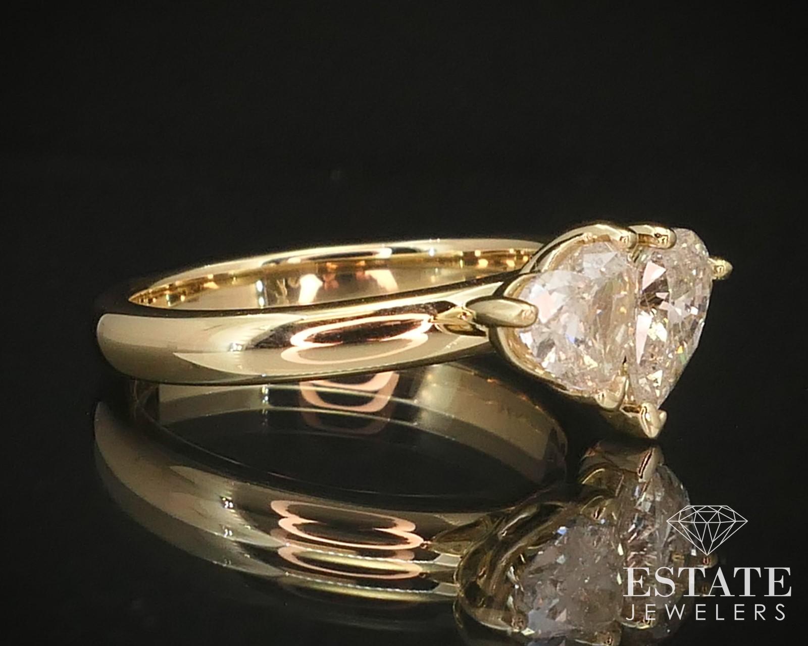 Mixed Cut 14k Yellow Gold Pear & Heart Cut Natural 1.37ctw Diamond Ring 4.6g i14539 For Sale