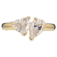14k Yellow Gold Pear & Heart Cut Natural 1.37ctw Diamond Ring 4.6g i14539