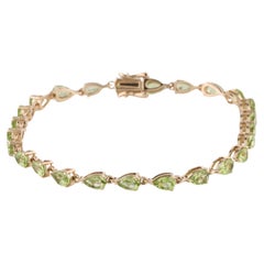 14K Gelbgold Birnenförmiges Gliederarmband mit Modified Brillanten und Peridot