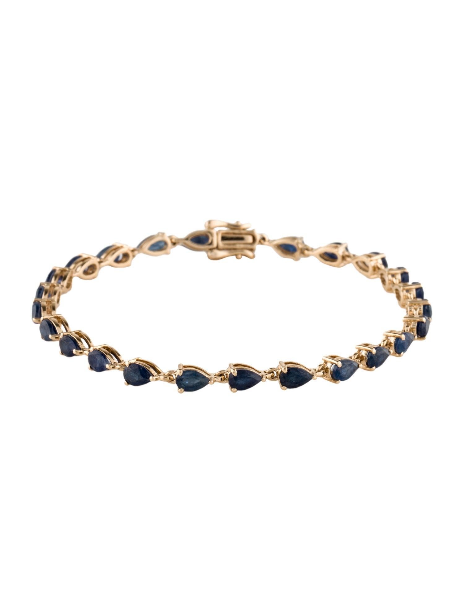 Elevate your jewelry collection with the unparalleled elegance of our 14K Yellow Gold Sapphire Link Bracelet. This exquisite piece features a total of 7.80 carats of Pear Modified Brilliant Sapphires, each one meticulously selected for its deep blue