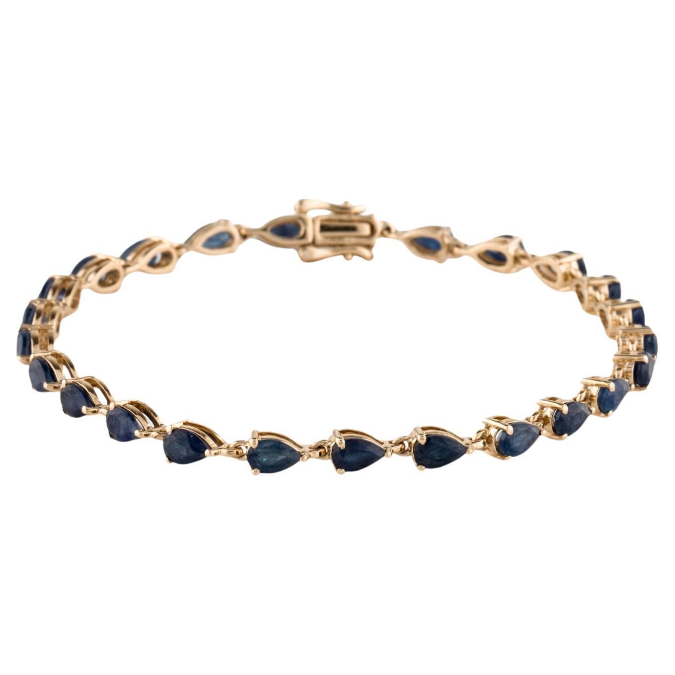 14K Yellow Gold Pear Modified Brilliant Sapphire Link Bracelet, 7.80ctw For Sale