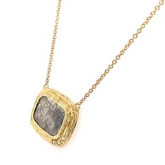 14K Yellow Gold Pear Salt and Pepper Diamond Organic Necklace 'Center - 1.96 ct'