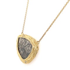 14 Karat Gold Pear Salt and Pepper Diamond Organic Necklace 'Center 4.15 Carat'