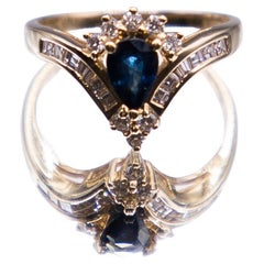 14k Yellow Gold Pear Shape Sapphire Diamond Ring