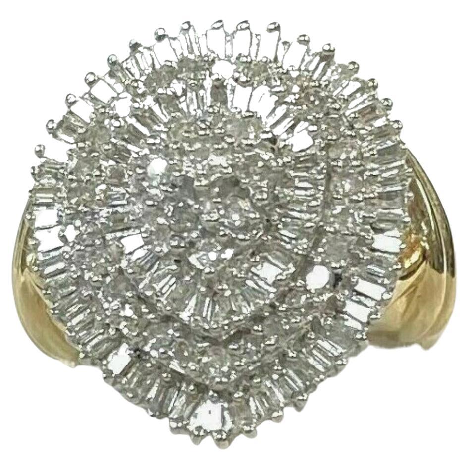 14K Yellow Gold Pear Shaped Diamond Cluster Cocktail Ring