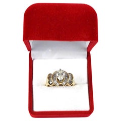 14k Yellow Gold Pear Shaped Diamond Engagement Ring w/ Baguettes, Size 7.0g
