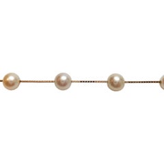14K Yellow Gold Pearl (5.5 - 6.0 mm) Station Necklace #17880