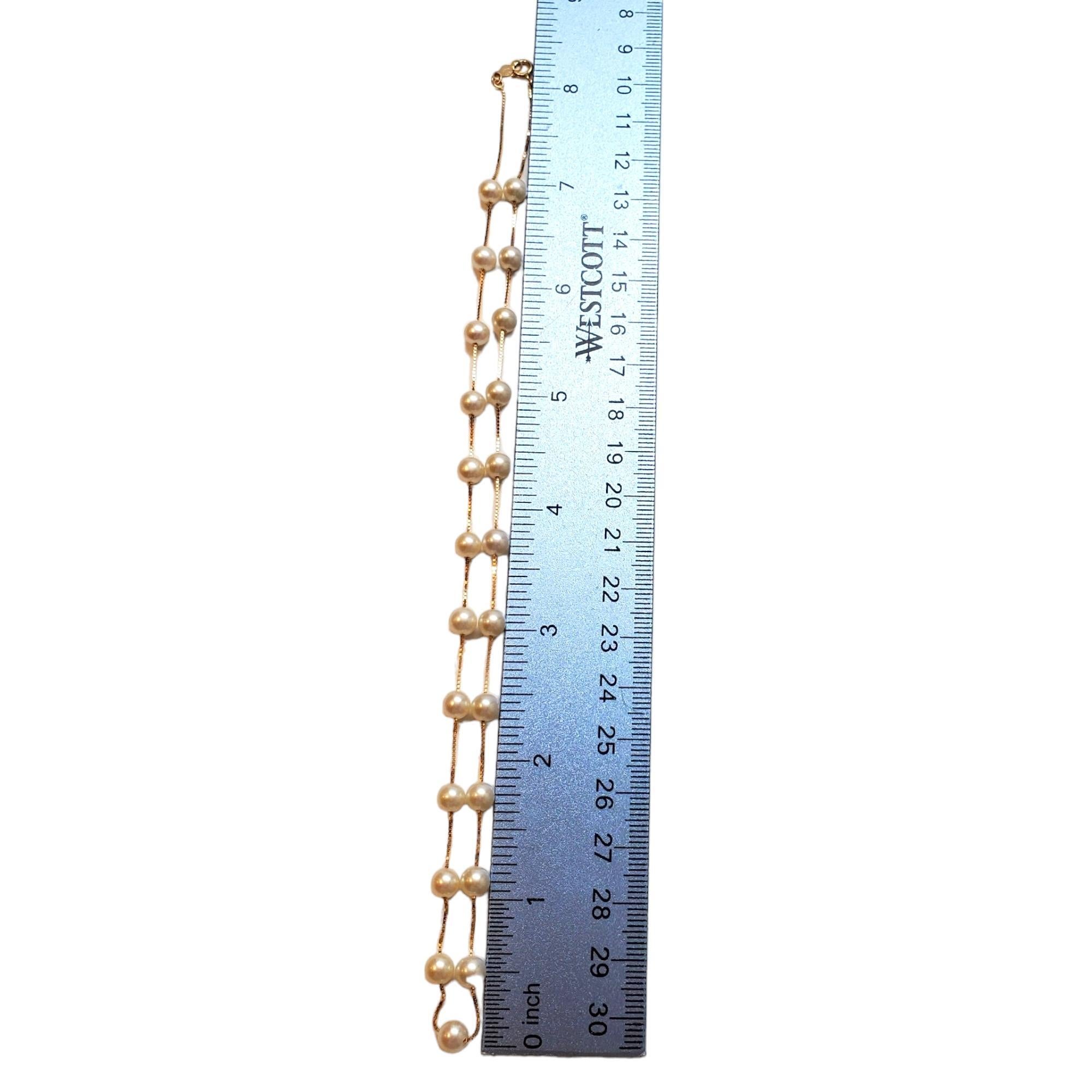 14K Yellow Gold Pearl (5.5 - 6.0 mm) Station Necklace #17880 In Good Condition For Sale In Washington Depot, CT