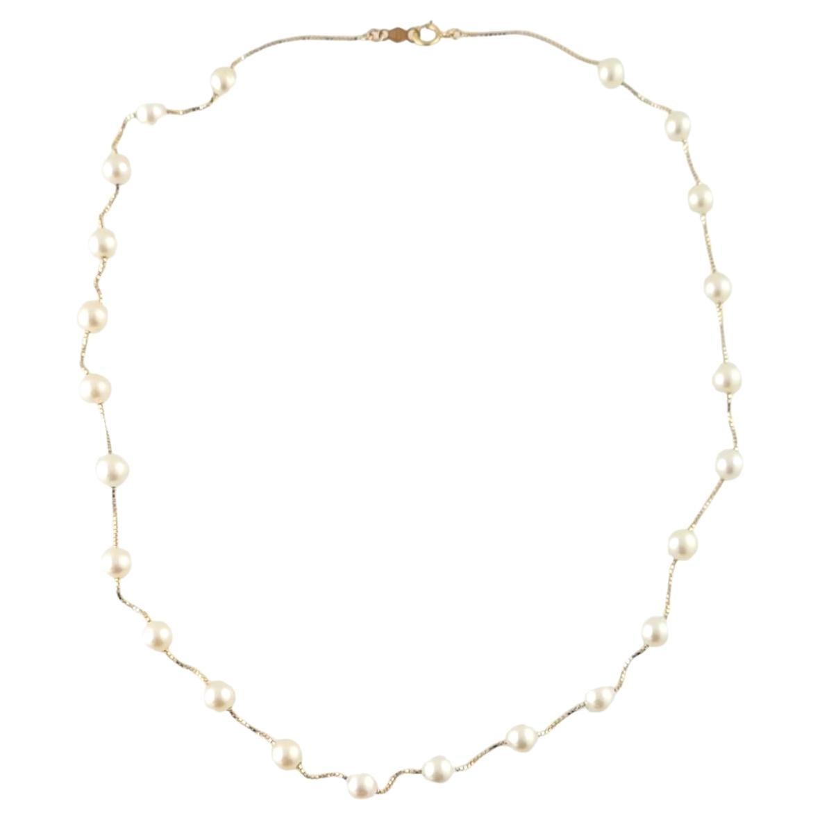 14K Yellow Gold Pearl (5.5 - 6.0 mm) Station Necklace #17880 For Sale